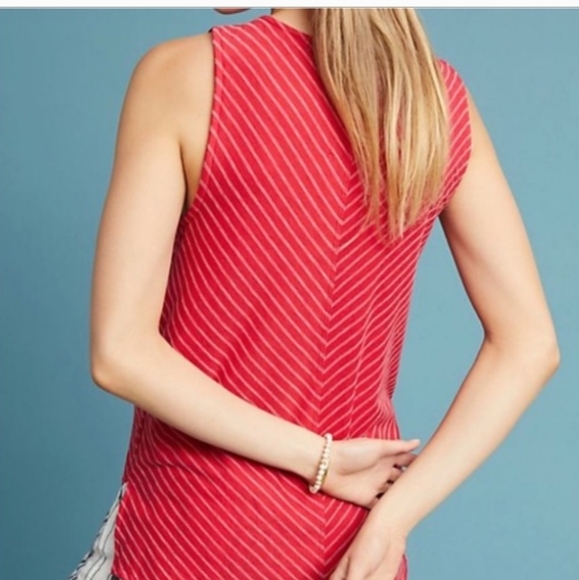 Anthropologie t.la Effervescent Tank Top Size XS Red White Striped Tie Front - Picture 3 of 12